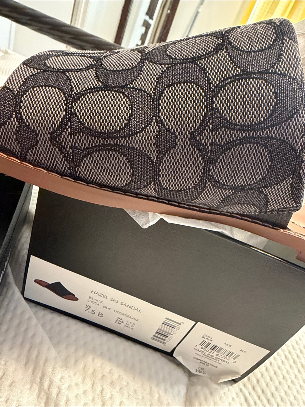 Coach Black and Tan Signature Hazel Slide